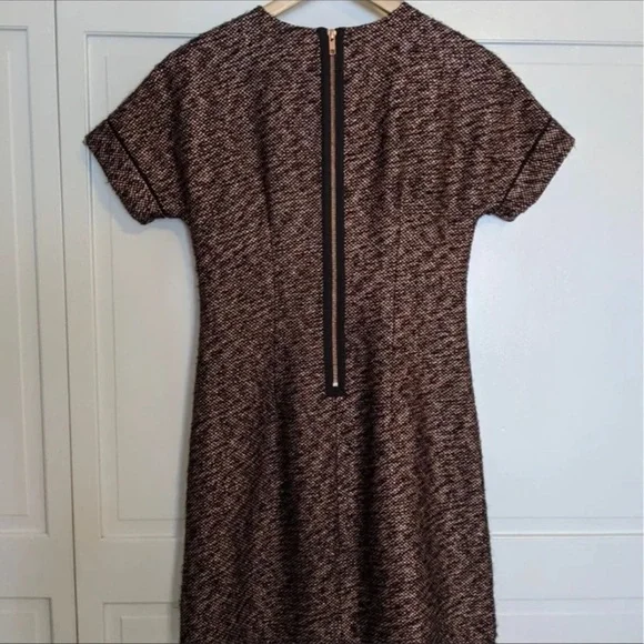 J.Crew Collection Short-sleeve Rose-gold Tweed Dress 00 - Picture 5 of 10